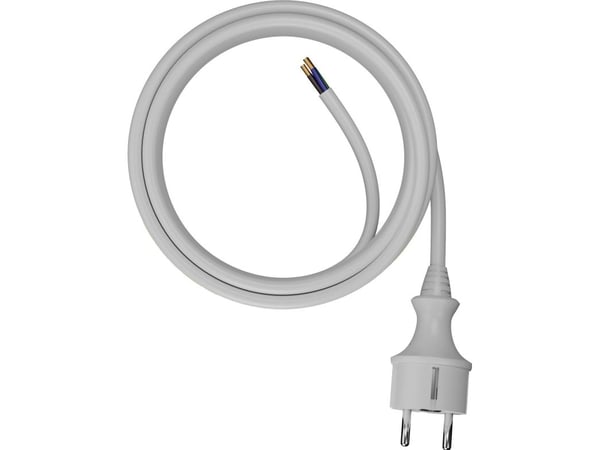 AWTools tilkoblingskabel med støpsel 2 m 3x1,5 hvit H05VV-F