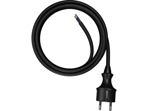 AWTools anslutningskabel med stickkontakt 5 m 2x1,0 svart H05VV-F