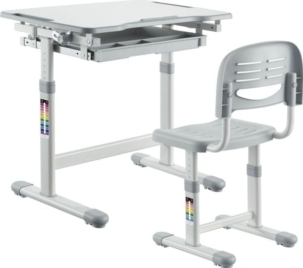 Mozos MOZOS DC-SET-GREY barnepult og justerbar stol for barn 2-12 år