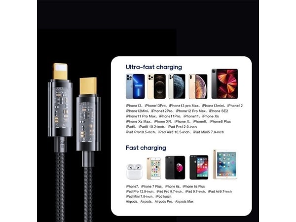 Joyroom-kabel USB Type C - Lightning PD 20W 1,2m svart (S-CL020A12-svart)
