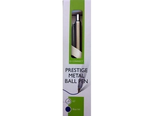 Q-Connect automatisk kulepenn Q-CONNECT PRESTIGE metall 0,7 mm blå/sølv blå spiss/blekk