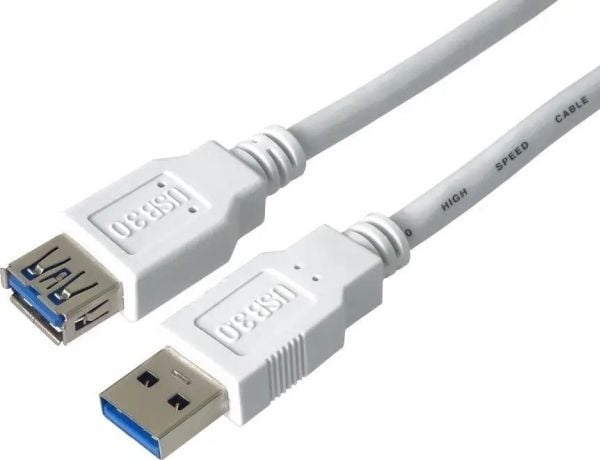 PremiumCord förlängningskabel USB 3.0 Super-Speed 5 Gbit/s A-A, MF, 9-polig, 0,5 m, vit (ku3paa05w)