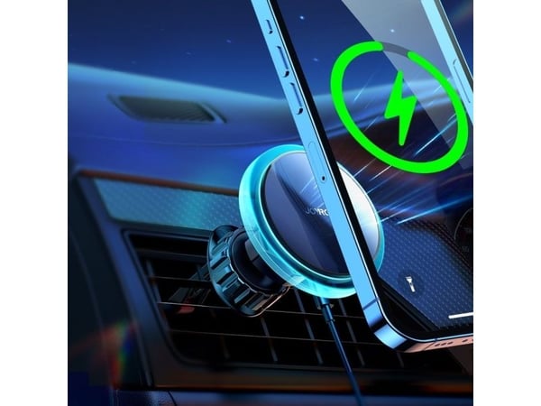 Joyroom bilhållare för telefon med 15W Qi-induktiv laddare (MagSafe-kompatibel) för vindrutegaller silver (JR-ZS291)