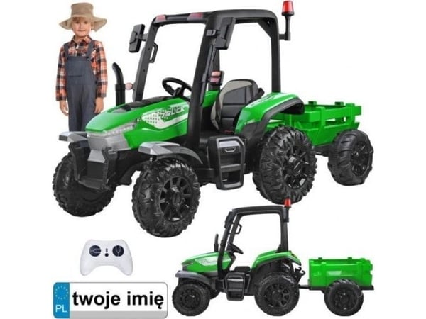 Jokomisiada stor traktor for barn med tilhenger 4x4 med fjernkontroll til forelder PA0266