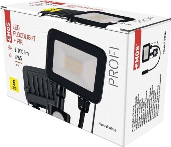 Emos LED-lykt/projektør Profi/Ideo PIR ZS2712 10W 1100lm 4000K IP65 med PIR bevegelsessensor svart
