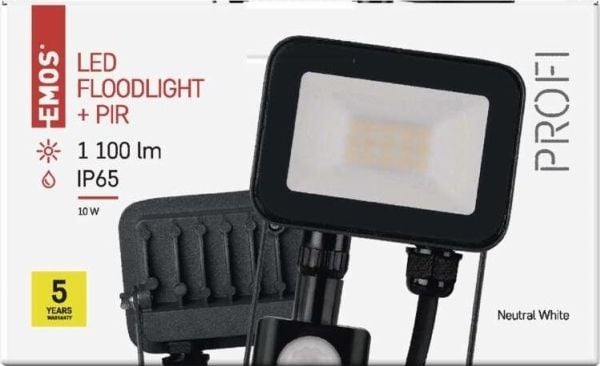 Emos LED-lykt/projektør Profi/Ideo PIR ZS2712 10W 1100lm 4000K IP65 med PIR bevegelsessensor svart