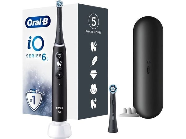 Oral-B iO 6, Aikuinen, Värisevä hammasharja, Päivittäinen käyttö, Syväpuhdistus, Ienhoito, Herkkä, Valkaisu, Musta, 2 min, Musta