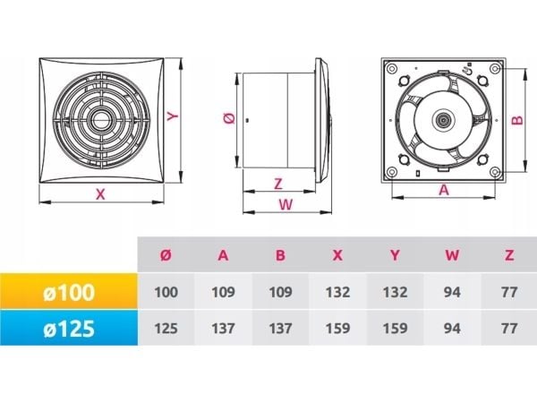 AWENTA baderomsvifte Silence Awenta WZ125F Ø125 mm 6W 135 m3/h 230V hvit