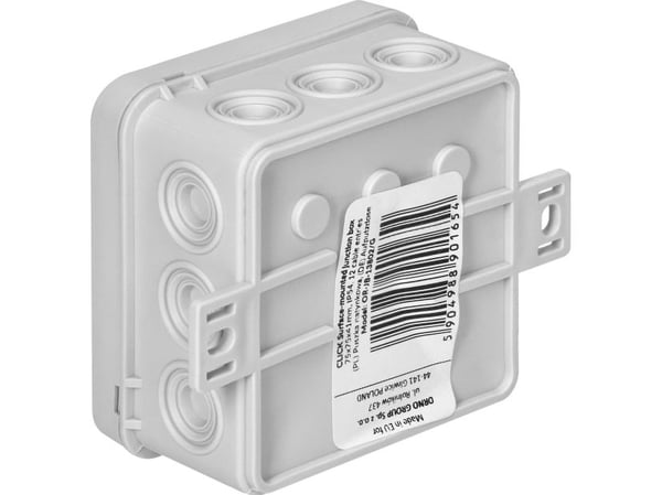 Surface mounted box CLICK, IP54, 12 conduit entries, 75x75x41mm, gray, OR-JB-13802/G