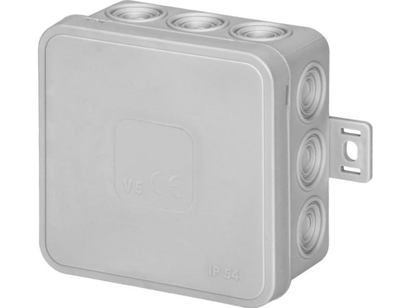 Surface mounted box CLICK, IP54, 12 conduit entries, 75x75x41mm, gray, OR-JB-13802/G