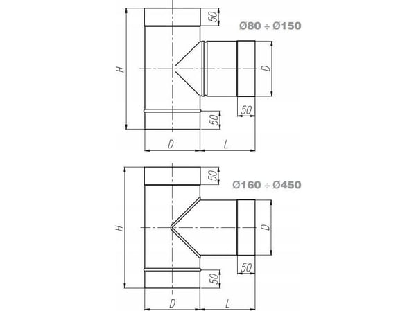 SpiroFlex 130 T-kappale 90 ruostumatonta terästä
