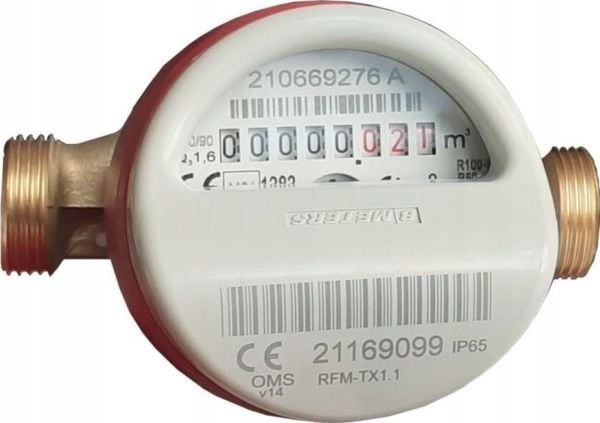 BMETERS JS antimagnet. 1/2, gjennomstrømning 2,5 for varmt vann MID R100/R50 med radiomodul IP65