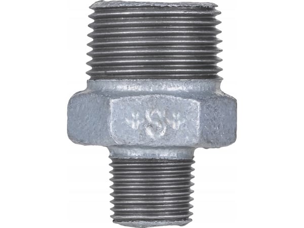 AGAflex skruefittings-reduksjonskobling 1 x 1/2 galvanisert