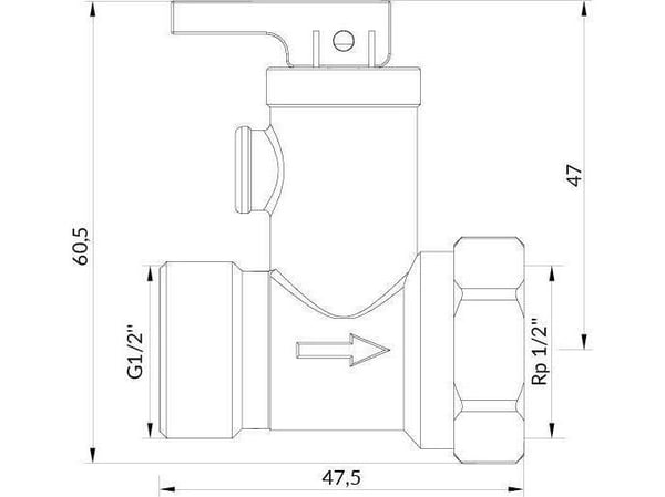 Afriso sikkerhetsventil for elektriske varmtvannsberedere AF4, 6,7 bar, G1/2 x Rp1/2 (S)A