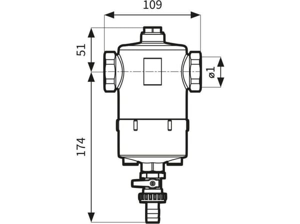Afriso Separator FAR 212 med magnet og tappeventil, tilkobling Rp1", maks 2,5 m3/hA