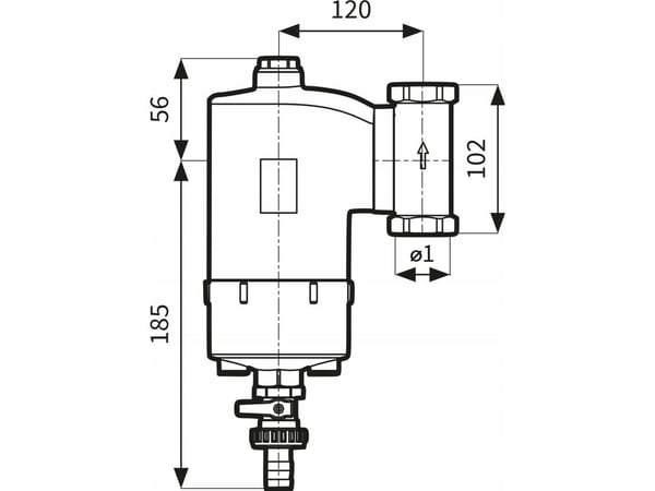 Afriso Separator zanieczyszczen FAR 202, forkrommet, med magnet og tappeventil, bevegelige tilkoblinger Rp1", maks 2,5 m3/hA