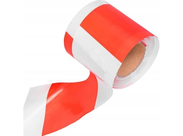 Varselband hvit-rød 8 cm x 100 m