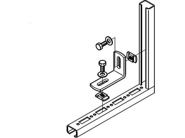 WALRAVEN Vinkel til profilskinne WM 1, 15, 2L=75x50 mm B=30 mm hul=8,5x30, 5 mmElforzinket, 90 grader