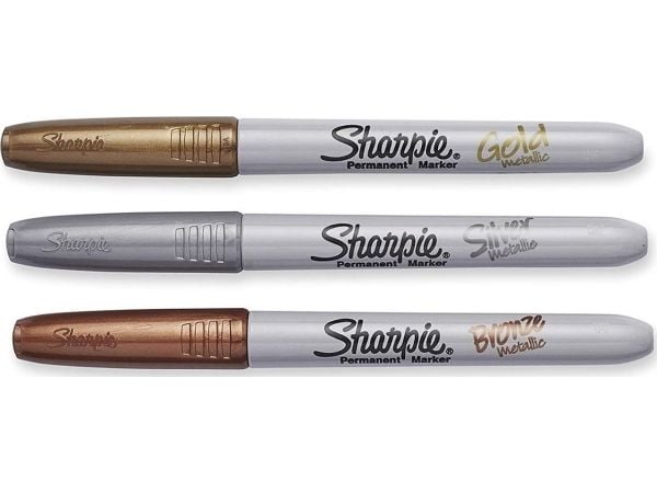 Marker Sharpie Metallic 1,4 mm permanent med 3 stk. ass. guld/sølv/bronze