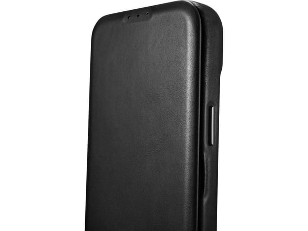 iCarer CE Oil Wax Premium lærveske til iPhone 14 Plus med magnetisk MagSafe-lokk, svart (AKI14220707-BK)