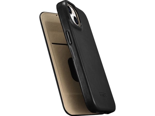 iCarer CE Oil Wax Premium lærveske til iPhone 14 Plus med magnetisk MagSafe-lokk, svart (AKI14220707-BK)