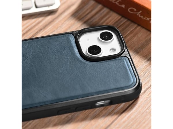 iCarer iCarer Leather Oil Wax luonnonnahalla päällystetty kotelo iPhone 14 Plus -puhelimelle (MagSafe-yhteensopiva) sininen (WMI14220719-BU)