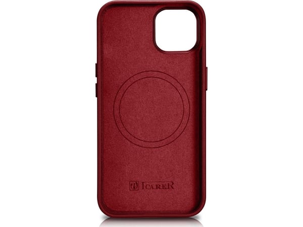 iCarer iCarer Case Nahkakotelo iPhone 14 Plus -puhelimelle punainen (MagSafe-yhteensopiva)