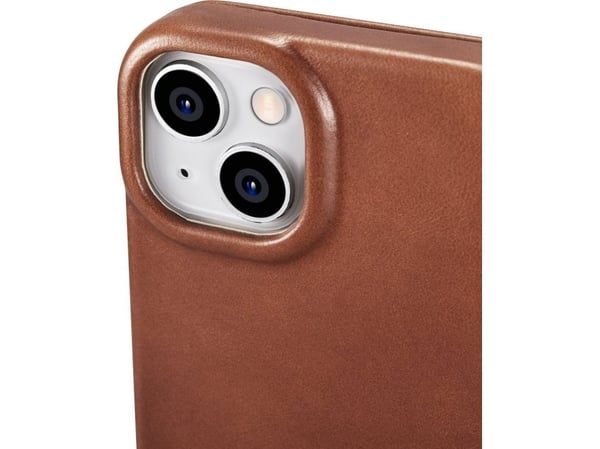 iCarer iCarer CE Öljyvaha Premium Leather Folio Case iPhone 14 Plus nahkakotelo magneettiläpällä MagSafe ruskea (AKI14220707-BN)