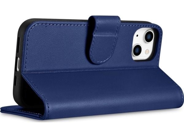 iCarer Wallet Case 2-i-1 mobilfodral till iPhone 14 Plus i läder med klaff Anti-RFID blå (WMI14220727-BU)