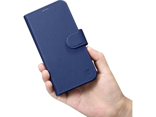 iCarer Wallet Case 2-i-1 deksel i lær flip-cover til iPhone 14 Pro Max anti-RFID - blå (WMI14220728-BU)