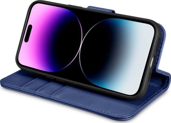 iCarer Wallet Case 2-i-1 läder flip-cover för iPhone 14 Pro Max anti-RFID - blå (WMI14220728-BU)