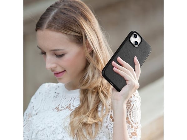 iCarer iCarer Case Nahkakotelo iPhone 14 Plus -puhelimelle musta (MagSafe-yhteensopiva)