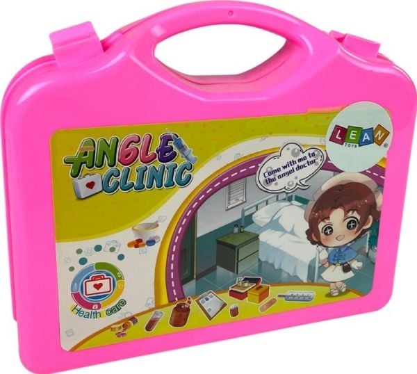 LeanToys lekesett for lege med koffert (rosa) stetoskop