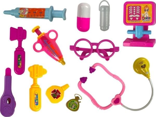LeanToys lekesett for lege med koffert (rosa) stetoskop