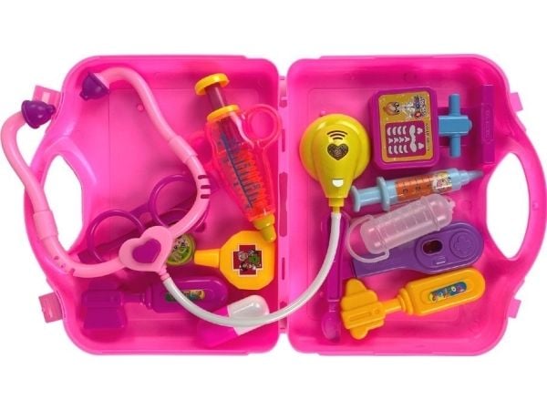 LeanToys lekesett for lege med koffert (rosa) stetoskop