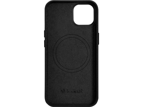 iCarer Litchi Premium iPhone 14 Plus i ekte lær med magnetisk MagSafe svart (WMI14220711-BK)