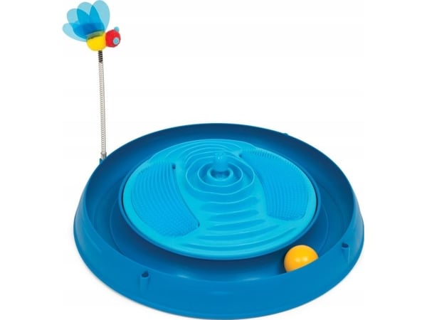 Catit Track Catit Play 'n Scratch med massasjeapparat og kattemynte, 4 x 36 x 39,5 cm, blå