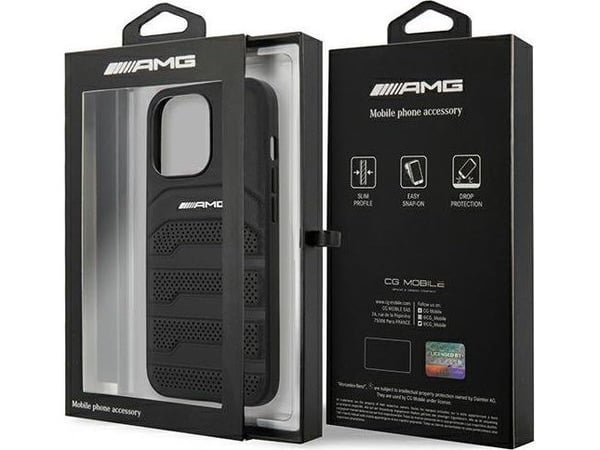 Mercedes-Benz Apple iPhone 14 Pro Mercedes AMG – hårt skal med Debossed Lines (AMHCP14LGSEBK), svart