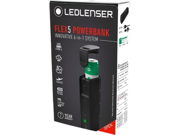 Ledlenser Flex5 Powerbank genopladelig inkl. 1 stk. 21700 batterier 4500 mAh