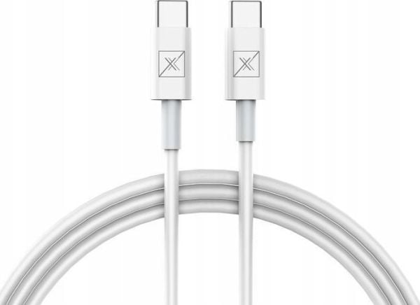 Maxximus MX ALFA 20W PD+QC nätladdare, USB-A+C + C/C 20W PD-kabel, VIT/VIT