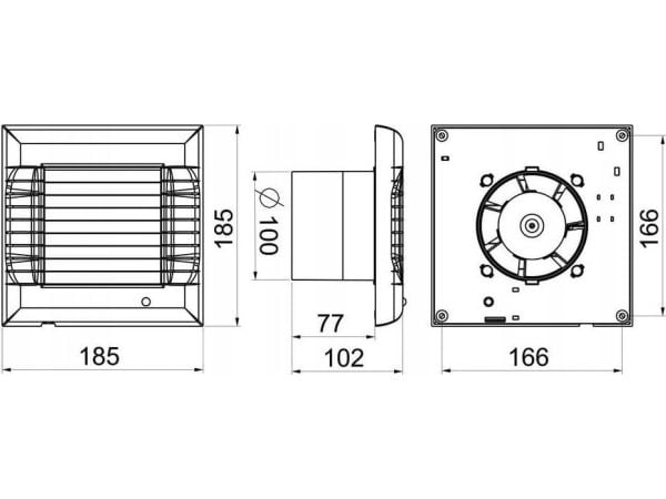 AWENTA baderomsventilator A-Matic Awenta WM100T Ø100mm 95m3/h 16W 230V med tidsbryter og automatisk spjeldjalusi hvit