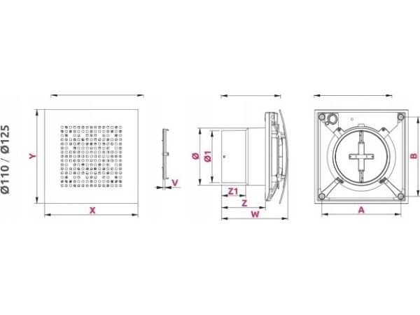 AWENTA baderomsventilator Awenta WPAB110ZH Pulsar fi100 mm 110 m3/h 9W 230V med tidsbryter, fuktighetssensor og tilbakeslagsventil hvit