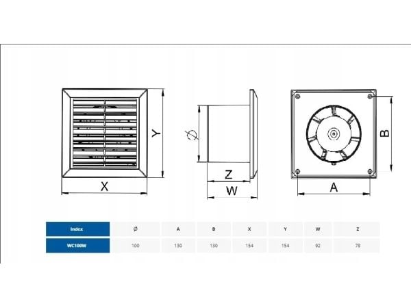 Awenta baderomsventilator Classic fi100 68m3/h 14W 230V hvit Awenta WC100