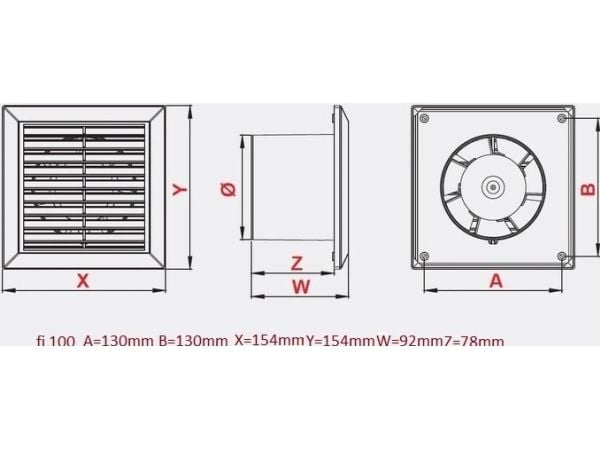 Awenta baderomsventilator Classic fi100 68m3/h 14W 230V hvit Awenta WC100