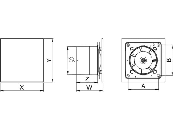 Awenta baderomsvifte Trax WTI125H Ø125 mm 150 m³/h 18W 230V med fuktsensor og tidsbryter i rustfritt