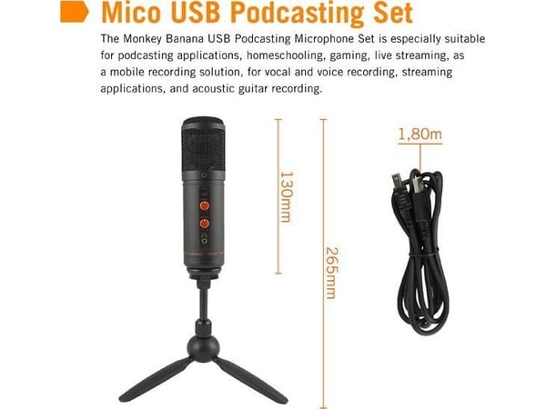 Monkey Banana mikrofoni Monkey Banana Mico schwarz USB Stumm-Taster