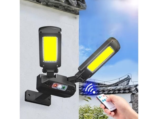Maclean MCE447 solcelle gatelampe LED med bevegelsessensor og fjernkontroll IP54 5W 2x450 lm 6500K Li-ion 2400 mAh 3 moduser
