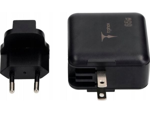 T-Phox lader LAD SIEC MEGA T-PP09 GAN PD 65W USB/USB-C sort