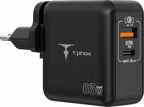 T-Phox lader LAD SIEC MEGA T-PP09 GAN PD 65W USB/USB-C sort