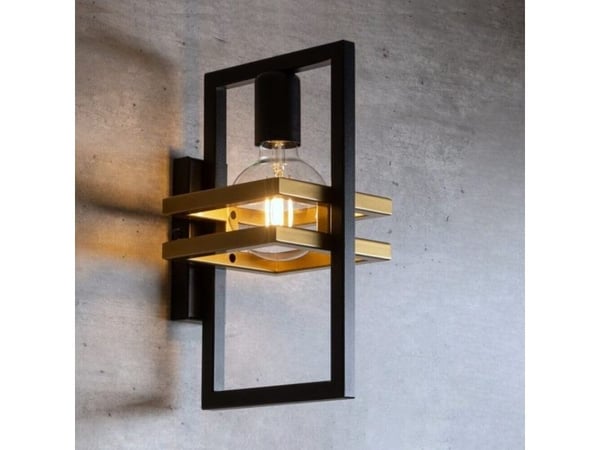 Sigma metall vegglampe rektangulær Merci, ramme sort/gull